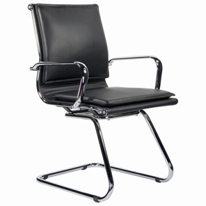 Кресло для приемных и переговорных BRABIX "Kayman CF-102", экокожа, хром, черное, 532572 в Шахтах