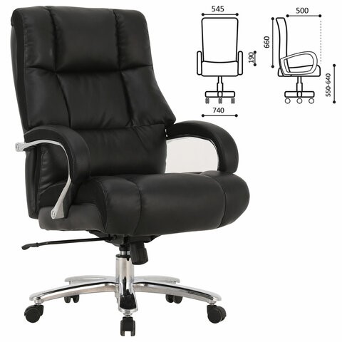 Офисное кресло Brabix Premium Bomer HD-007 (рециклированная кожа, хром, черное) 531939 в Шахтах - изображение 6