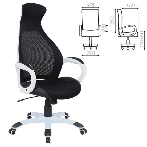 Компьютерное кресло Brabix Premium Genesis EX-517 (пластик белый, ткань/экокожа/сетка черная) 531573 в Шахтах - изображение 1