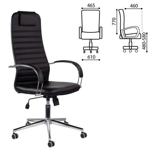 Офисное кресло Brabix Premium Pilot EX-610 CH (хром, кожзам, черное) 532418 в Шахтах - изображение 6