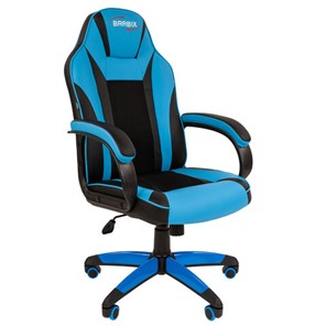 Кресло для приемных и переговорных BRABIX "Tanto GM-171", TW/экокожа, черное/голубое, 532575, 7083503 в Шахтах
