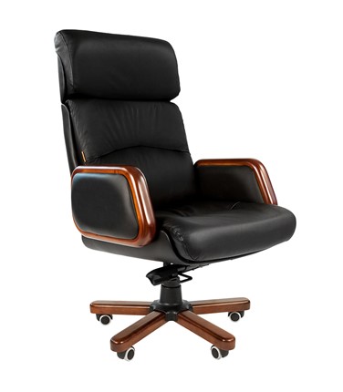 Кресло CHAIRMAN 417 кожа черная в Шахтах - изображение