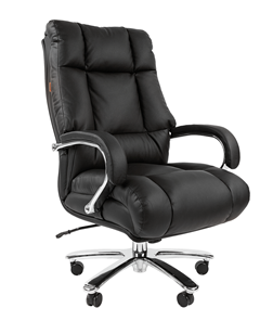 Офисное кресло CHAIRMAN 405 черное нат.кожа/экокожа в Батайске
