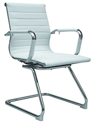 Компьютерное кресло B110 на полозьях, экокожа / хром, белый в Шахтах - изображение