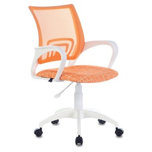 Офисное кресло Brabix Fly MG-396W (с подлокотниками, пластик белый, сетка, оранжевое с рисунком "Giraffe") 532402 в Шахтах - предосмотр