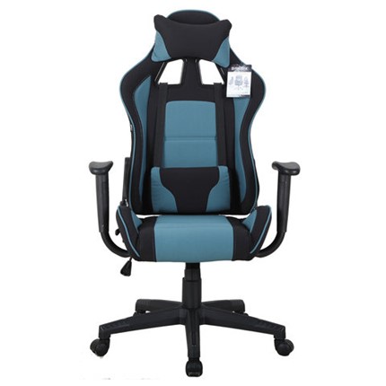 Офисное кресло Brabix GT Racer GM-100 (две подушки, ткань, черное/голубое) 531818 в Шахтах - изображение