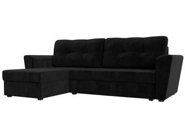 Угловой диван с оттоманкой Амстердам Лайт, Черный (велюр) в Шахтах