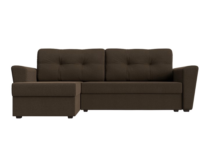 Угловой раскладной диван Амстердам Лайт, Коричневый (рогожка) в Шахтах - изображение 1