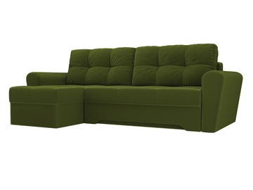 Угловой диван с оттоманкой Амстердам, Зеленый (микровельвет) в Шахтах