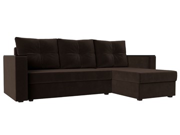 Угловой раскладной диван Атланта Лайт Б/С, Коричневый (Микровельвет) в Шахтах