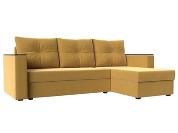 Угловой диван с оттоманкой Атланта Лайт Б/С, Желтый (Микровельвет) в Шахтах