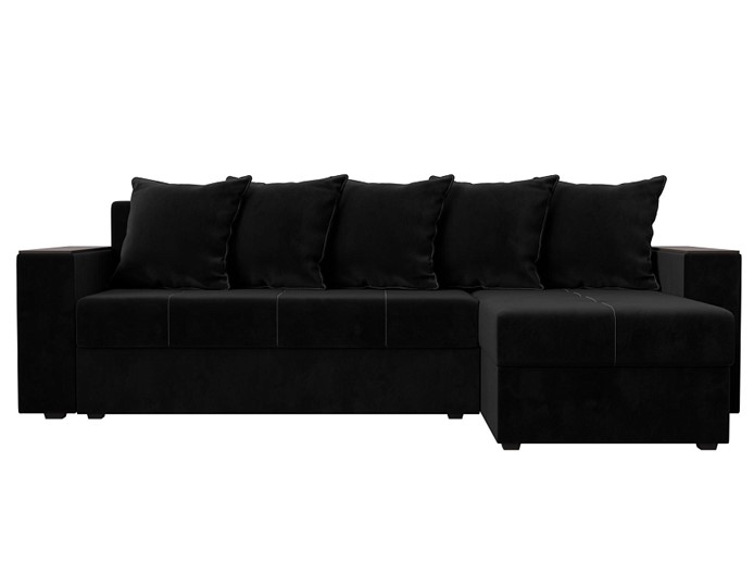Угловой раскладной диван Дубай Лайт, Черный (велюр) в Шахтах - изображение 1