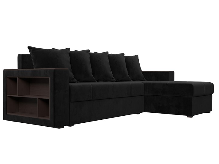 Угловой раскладной диван Дубай Лайт, Черный (велюр) в Шахтах - изображение 2