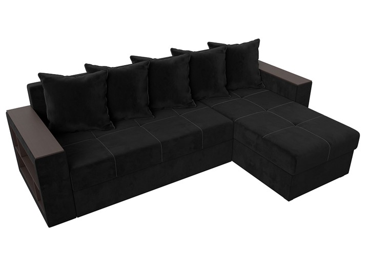 Угловой раскладной диван Дубай Лайт, Черный (велюр) в Шахтах - изображение 3