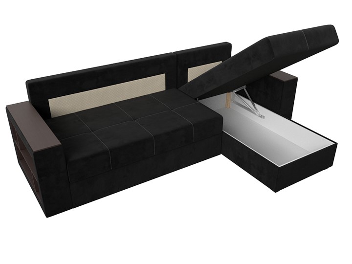 Угловой раскладной диван Дубай Лайт, Черный (велюр) в Шахтах - изображение 4