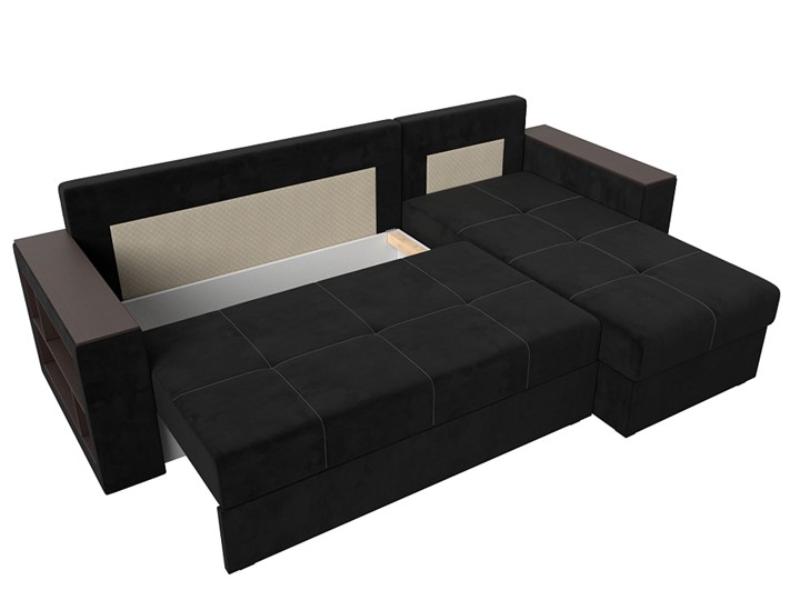 Угловой раскладной диван Дубай Лайт, Черный (велюр) в Шахтах - изображение 5