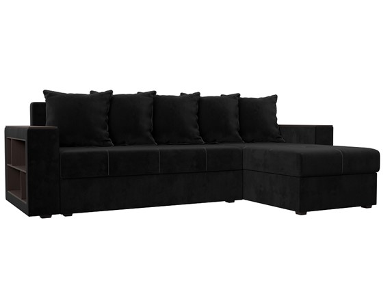 Угловой раскладной диван Дубай Лайт, Черный (велюр) в Шахтах - изображение