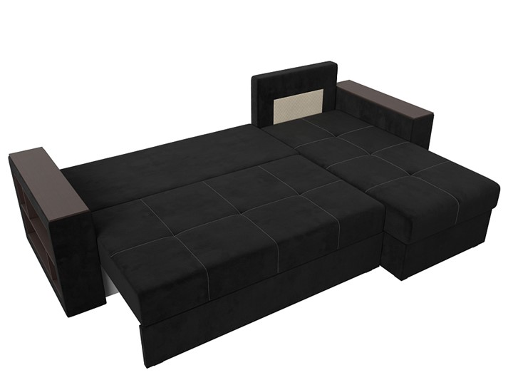 Угловой раскладной диван Дубай Лайт, Черный (велюр) в Шахтах - изображение 6