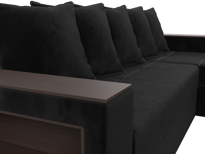 Угловой раскладной диван Дубай Лайт, Черный (велюр) в Шахтах - изображение 8