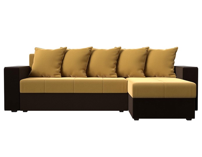 Угловой диван Дубай Лайт, Желтый/Коричневый (микровельвет) в Шахтах - изображение 1