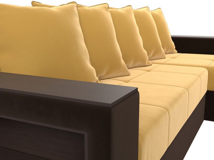 Угловой диван Дубай Лайт, Желтый/Коричневый (микровельвет) в Шахтах - изображение 8