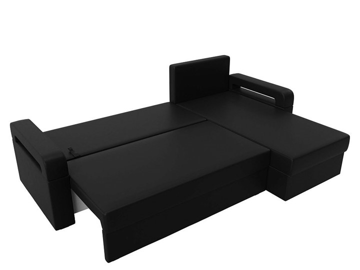 Угловой раскладной диван Гермес Лайт, Черный (экокожа) в Шахтах - изображение 2