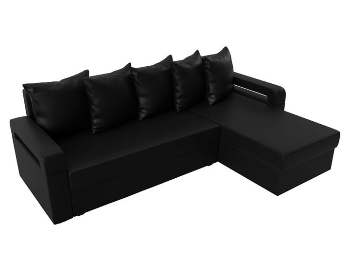Угловой раскладной диван Гермес Лайт, Черный (экокожа) в Шахтах - изображение 5
