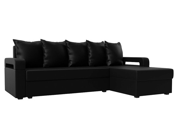 Угловой раскладной диван Гермес Лайт, Черный (экокожа) в Шахтах - изображение
