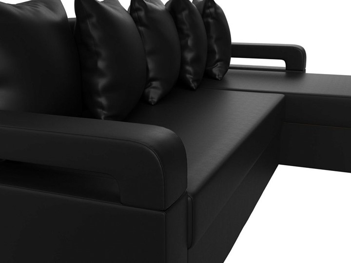 Угловой раскладной диван Гермес Лайт, Черный (экокожа) в Шахтах - изображение 6