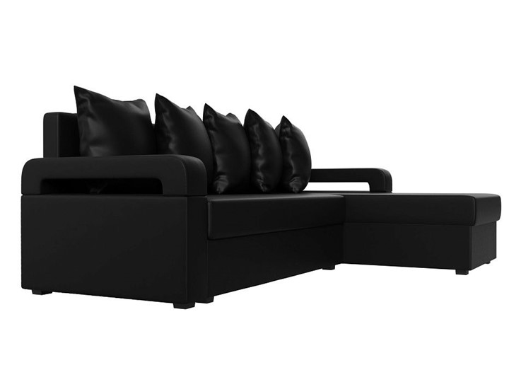 Угловой раскладной диван Гермес Лайт, Черный (экокожа) в Шахтах - изображение 7