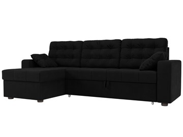 Угловой диван с оттоманкой Камелот, Черный (микровельвет) в Шахтах