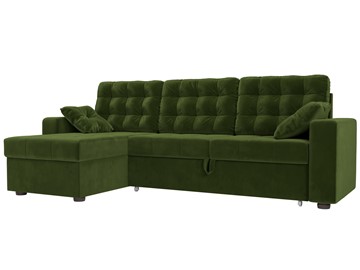 Угловой диван с оттоманкой Камелот, Зеленый (микровельвет) в Шахтах