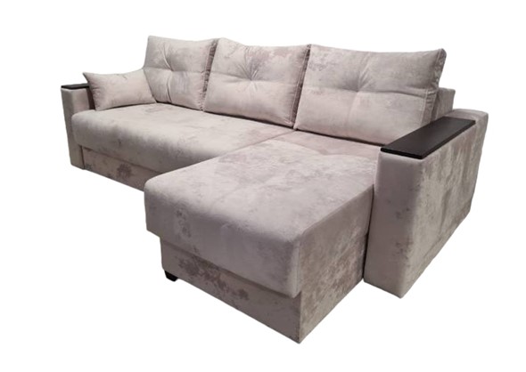 Угловой диван Комфорт 3 НПБ подлокотники МДФ, с оттоманкой в Шахтах - изображение