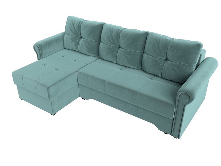 Угловой раскладной диван Леон боннель, Бирюзовый (Велюр) в Шахтах - изображение 4