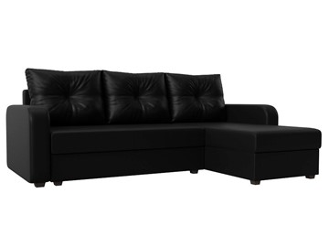 Угловой диван с оттоманкой Ливерпуль Лайт, Черный (Экокожа) в Шахтах