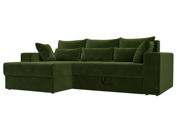 Угловой диван с оттоманкой Майами, Зеленый (микровельвет) в Шахтах