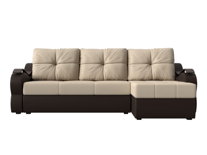 Угловой диван Меркурий, Бежевый/коричневый (экокожа) в Шахтах - изображение 1