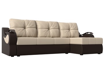 Угловой диван Меркурий, Бежевый/коричневый (экокожа) в Батайске