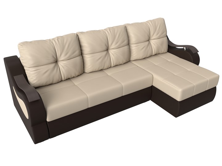 Угловой диван Меркурий, Бежевый/коричневый (экокожа) в Шахтах - изображение 4