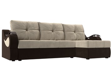Угловой диван Меркурий, Бежевый/коричневый (вельвет) в Батайске
