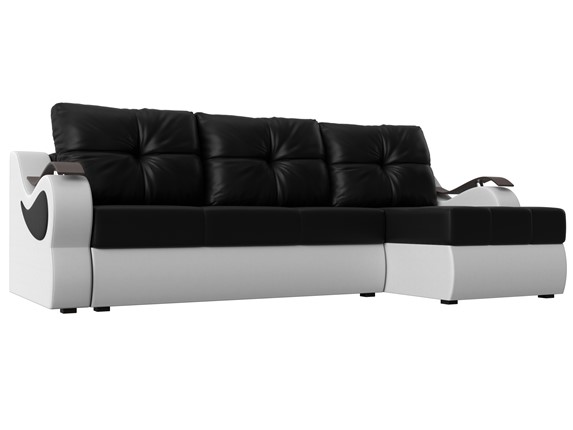 Угловой диван Меркурий, Черный/белый (экокожа) в Шахтах - изображение