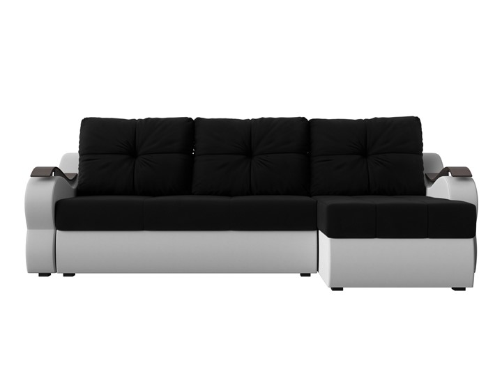 Угловой диван Меркурий, Черный/белый (вельвет/экокожа) в Шахтах - изображение 1