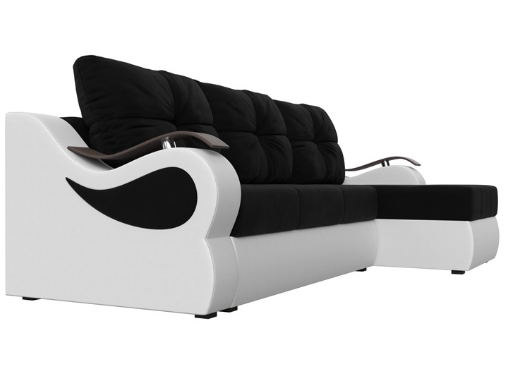 Угловой диван Меркурий, Черный/белый (вельвет/экокожа) в Шахтах - изображение 2