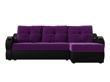 Угловой диван Меркурий, Фиолетовый/черный (вельвет/экокожа) в Шахтах - предосмотр 1