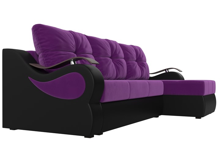 Угловой диван Меркурий, Фиолетовый/черный (вельвет/экокожа) в Шахтах - изображение 2