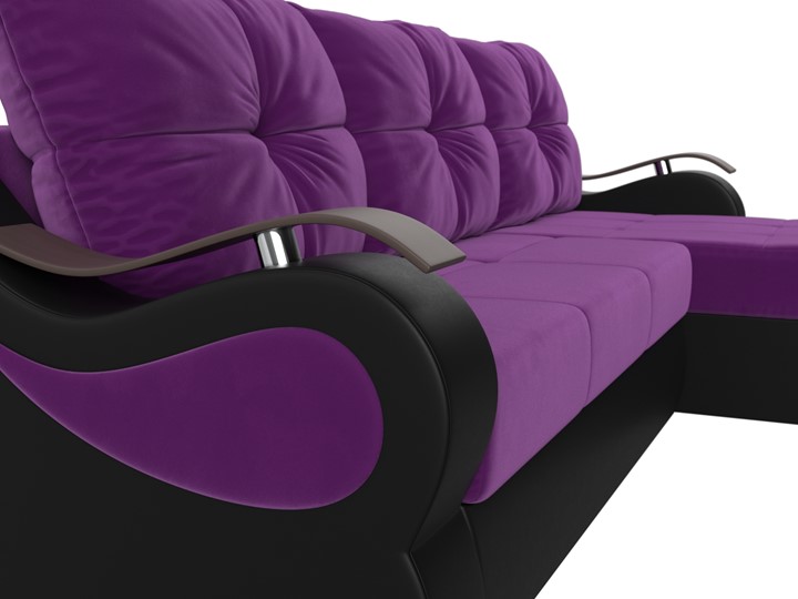 Угловой диван Меркурий, Фиолетовый/черный (вельвет/экокожа) в Шахтах - изображение 3