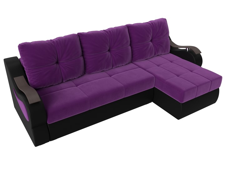 Угловой диван Меркурий, Фиолетовый/черный (вельвет/экокожа) в Шахтах - изображение 4