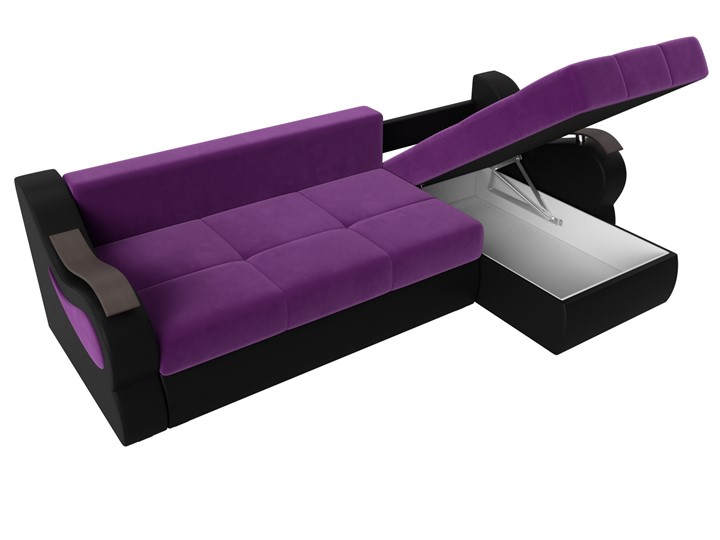 Угловой диван Меркурий, Фиолетовый/черный (вельвет/экокожа) в Шахтах - изображение 6