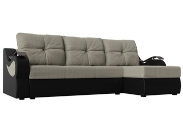Угловой диван Меркурий, Корфу 02 (рогожка)/черный (экокожа) в Батайске