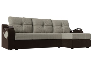 Угловой диван Меркурий, Корфу 02 (рогожка)/коричневый (вельвет) в Батайске